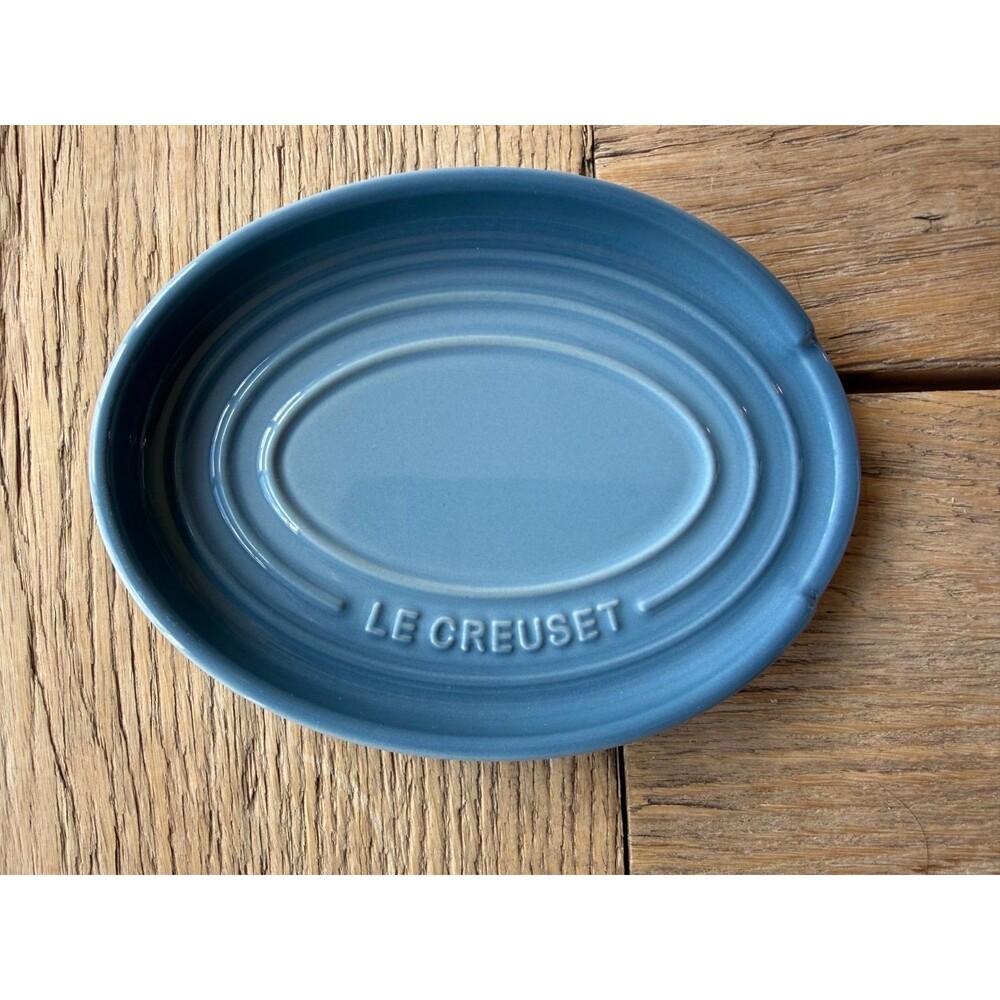Le Creuset Stoneware Oval Spoon Rest Chambray Blue NEW